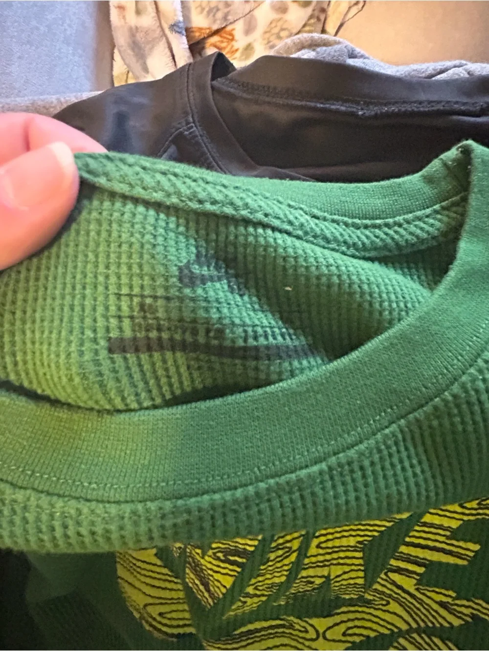 Nike Green Long Sleeve Tee with Yellow Graphic